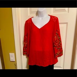 Woman’s blouse,FIGUERCA &flower, in red-B23